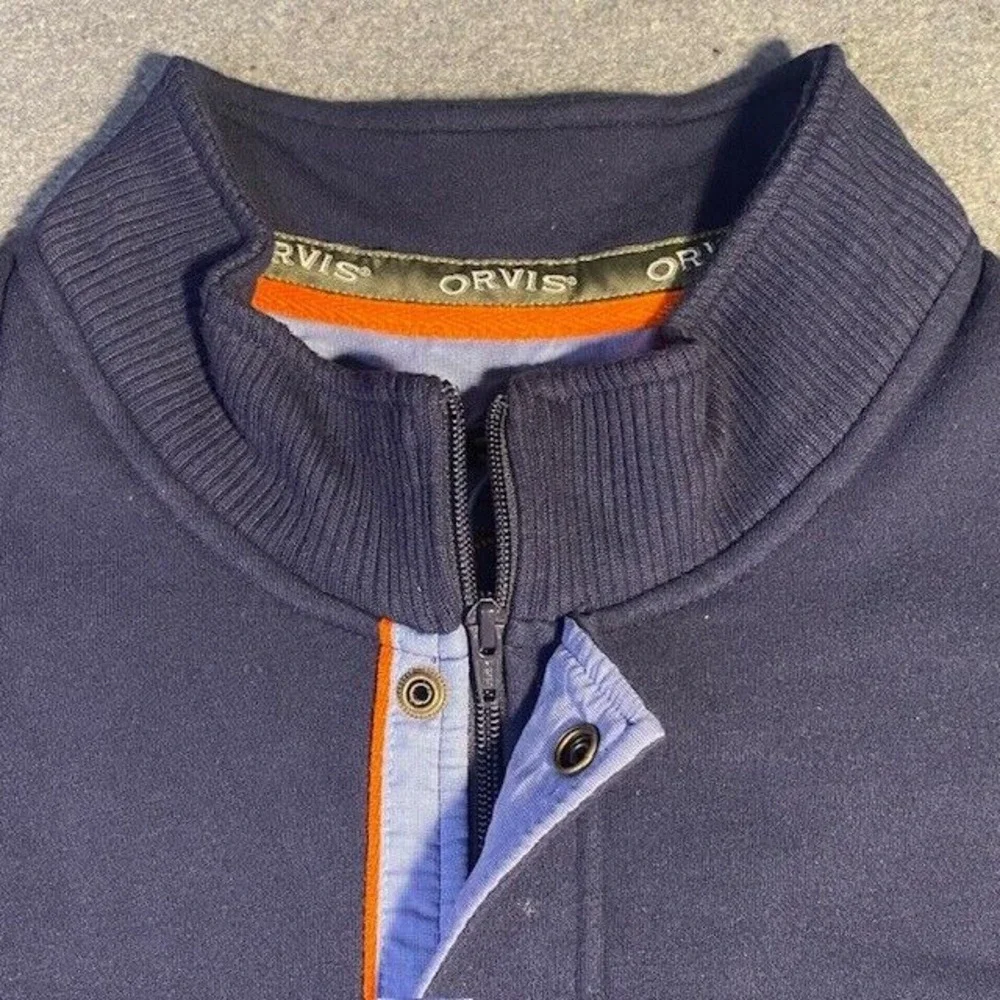ORVIS Signature Mens 1/4 Zip Pullover SWEATER‎ XX-LARGE Blue Heather/Mock Neck